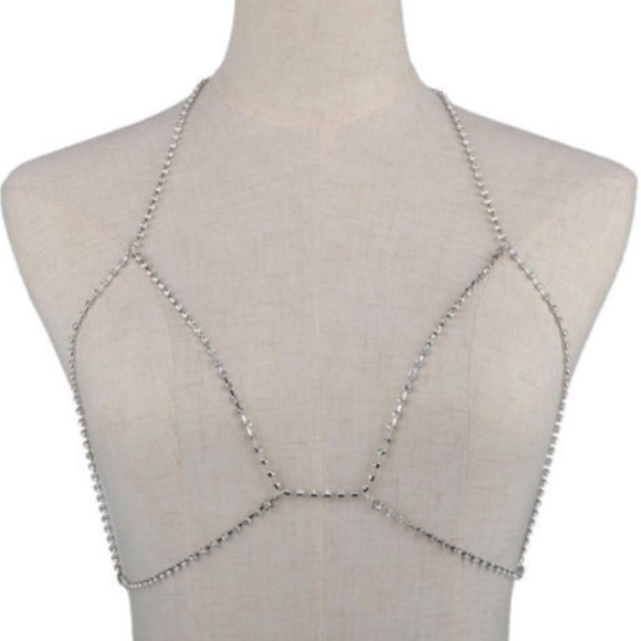 Silver rhinestone bra chain - Picture 2 of 6